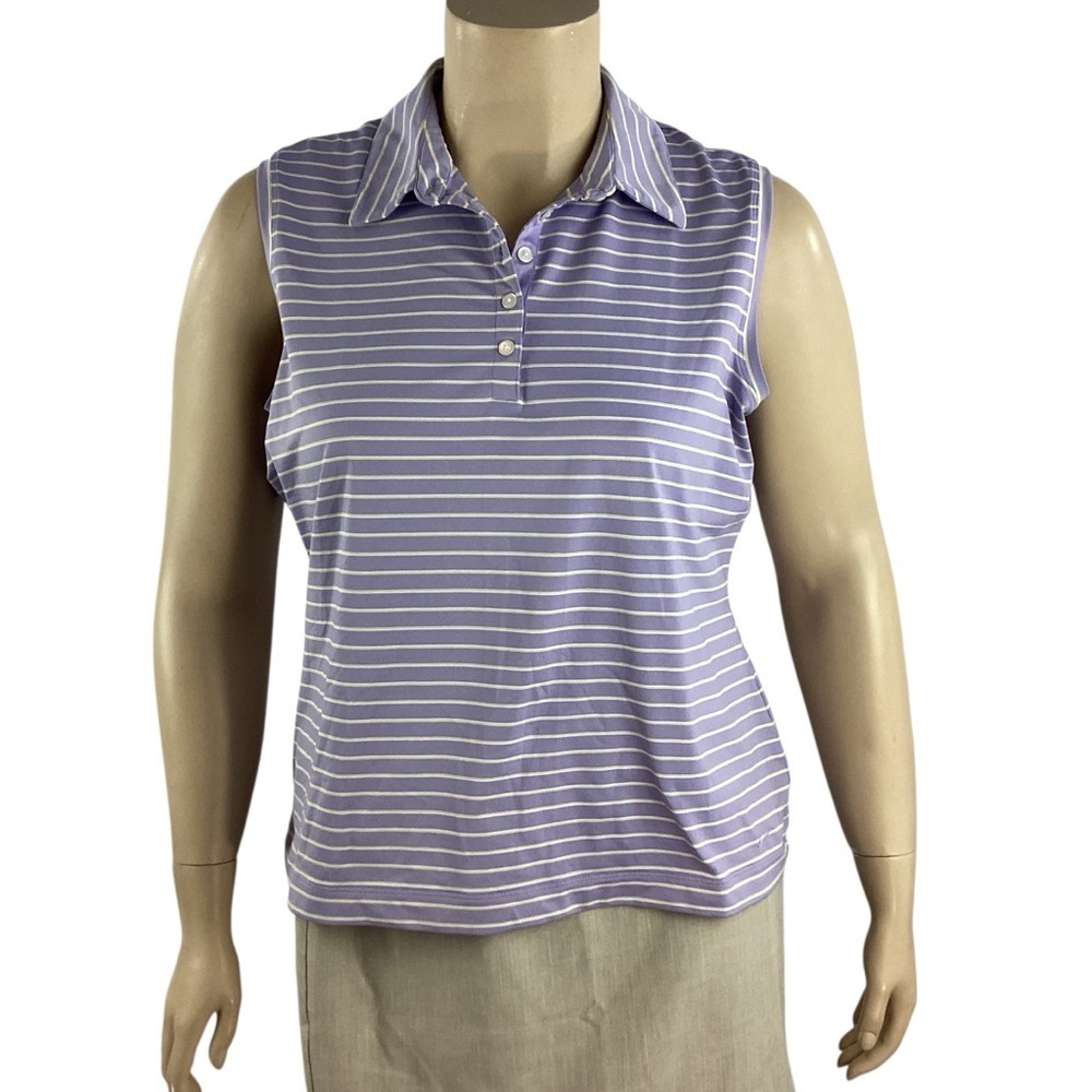 Nike Golf Purple Striped Sleeveless Polo Top XL
